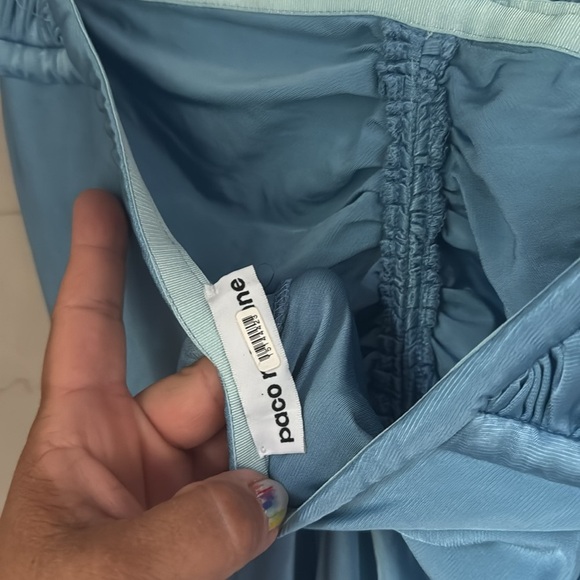 Paco Rabanne dress Elegant Blue Shoulder cuff metallic size 36 or US 2 stretch - Picture 8 of 10